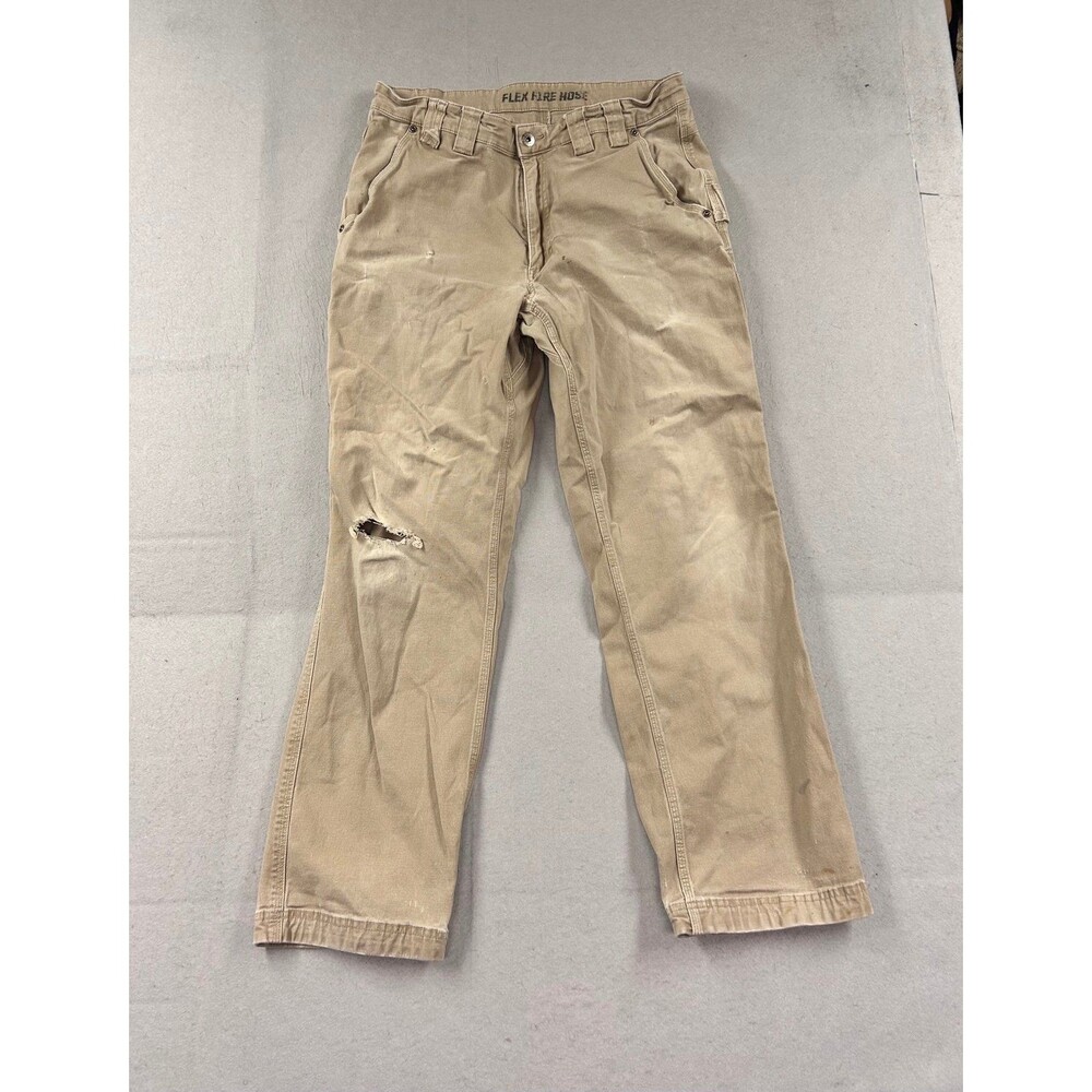 Duluth Trading Company Men's Khaki Flex Fire Hose Carpenter Pants Beige 36x32